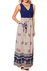 Paisley Sleeveless Polyester Flowy Maxi Dress  With a Sash 