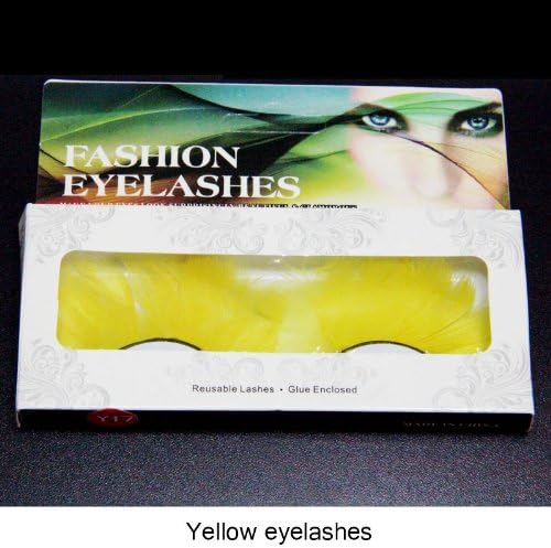 New Deluxe Long Thick Fancy Party Festival Feather False Eyelashes Eye Lash Fake Eyelash (Yellow) - MZ15003
