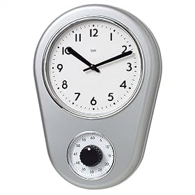 Bai Design BAI.280.SS Kitchen Timer Retro Modern Wall Clock in Silver