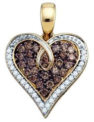 Brown Chocolate Diamond Heart Pendant Charm 10k Yellow Gold (1/2 ct.tw.)