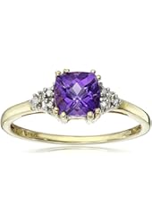 10k Gold, Birthstone and Diamond Ring