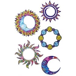 Sun and Moon Belly Design Temporary Tattoo Body Art