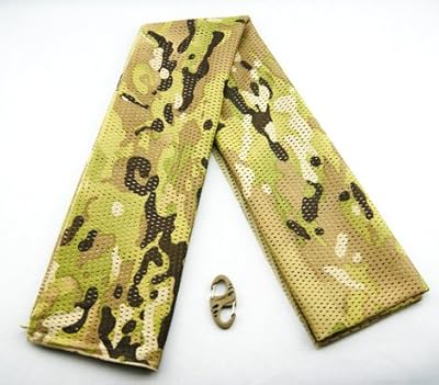 迷彩柄 ライトCP メッシュネックスカーフ フェイスマスクと迷彩色カラビナのお得セット 【サバゲー装備】