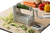Kitchen Basics® Ultra-Durable Tri-Blade Vegetable Turning Spiral Slicer / Spiralizer for Zucchini, Potatoes, Squash, Carrots, Cucumbers, etc. / Design vegetable stir-fries or pasta dishes / Decorate serving dishes / Veggie Slicer Cutter to Make Healthy Zucchini Noodles Spaghetti Pasta Dishes; Substitute Noodles and Spaghetti Pasta Recipes with Gluten Free & Low Carb Easy Vegetable Noodles Meals Ideas (White)