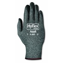 Ansell HyFlex 11-801 Nylon Glove, Black Foam Nitrile Coating, Knit Wrist Cuff, Size 9 (Pack of 1)