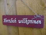 Produkt-Bild: T&Uuml;RSCHILD HERZLICH WILLKOMMEN HOLZ SCHILD BORDEAUX 30 CM