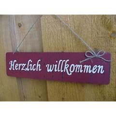 T�RSCHILD HERZLICH WILLKOMMEN HOLZ SCHILD BORDEAUX 30 CM