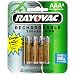 Rayovac Rechargeable NiMH Batteries, AAA Size, 4-Count Packages (Pack of 2)