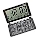 Eway Multifunction Silent LCD Digital Large Screen Travel Desk Electronic Alarm Clock, Date/Time/Calendar/Temperature Display, Snooze, Folding, Black/Silver
