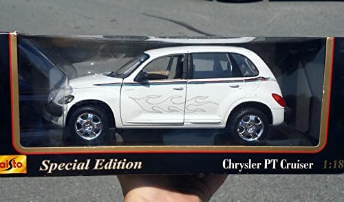 2001 Special Edition PT CRUISER Car White with Flames in Large 1:18 Scale Diecast Metal
