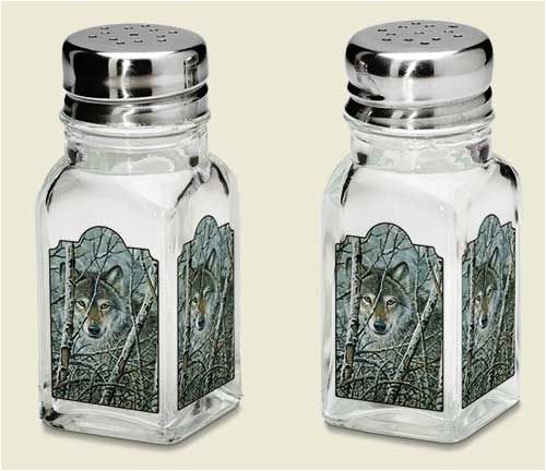 WOLF wolves sw kitchen decor SALT and PEPPER SHAKERS &