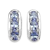 1.00 Carat Genuine Tanzanite Silver Earrings