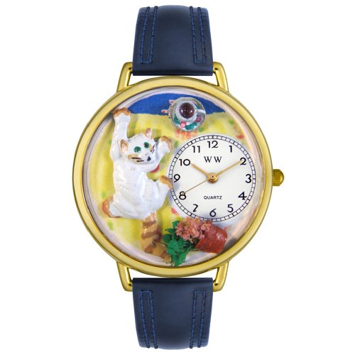 Whimsical Watches Unisex G0120003 Bad Cat Navy Blue Leather Watch
