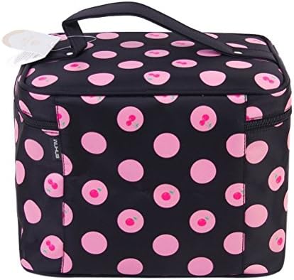 Museya Handheld Womens Cherry Polka Dots Pattern Zipper Organizer (Black)