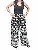 Harem Pant High Waist Elephants Print Black Palazzo Wide Leg Pants, Boho Chic Mogul