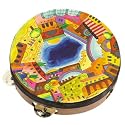 Jerusalem Handpainted Leather Tambourine By Yair Emanuel Vttm1