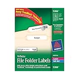 Avery File Folder Labels for Laser and Ink Jet Printers with TrueBlock Technology, 3.4375 x .66 inches, White, Box of 1500 (5366)