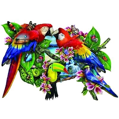 Parrots in Paradise Shaped Jigsaw Puzzle by Lori Schory 1000pc