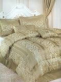 Review AtHomeMart  / 7 PCS Queen Size Camel Floral Jacquard Comforter Bed Set