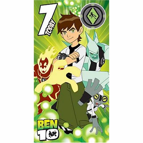 Ben 10 - Age 7 Birthday Card with Badge 5 x 9"