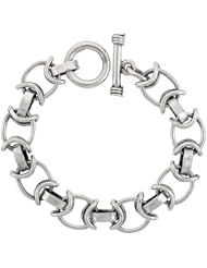 Sterling Silver Oval Link Bracelet Toggle Clasp Handmade 1/2 inch wide, sizes 8, 8.5 & 9 inch