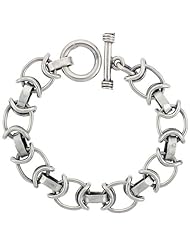 Sterling Silver Oval Link Bracelet Toggle Clasp Handmade 1/2 inch wide, sizes 8, 8.5 & 9 inch