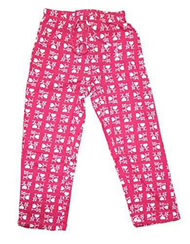 I Love NY New York Lounge Pants Heart Pajama Bottoms Hot Pink (Small)
