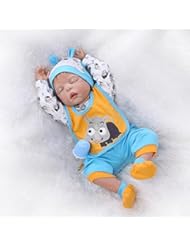 Toy: 23" Durable Silicone Reborn Baby Washable Sleeping Newborn Boy Alive Doll Toys Educational Nursing Women Treats - NPK