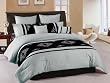 8 Pieces Light Blue and Black Embroidered Floral Comforter Set Bed-in-a-bag Queen Size Bedding