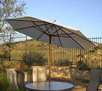 9ft Rotating Tilt Wooden Market Umbrella Natural
