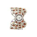 Shihao WATGYBNBTF04 Gorgeous Butterfly Women Bracelet Watch in Graytone Plate Stunning Gray Crystal Beads and Rhinestone