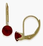 July 10 Karat Yellow Gold 5mm Ruby Leverback Gem Earrings