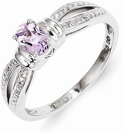 Solid 925 Sterling Silver Colored Pink October Simulated Birthstone Diamond Engagement Ring (.02 cttw.) (2mm)