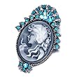 December Birthstone Oval Blue Beauty Cameo Brooches And Pins Vintage