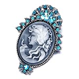 Pugster December Birthstone Oval Blue Beauty Cameo Brooches And Pins Vintage