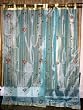 Sari Curtain-2 Aqua Red Embroidered Organza Tissue Sari Curtains Drapes Panel 92" Tabs SALE