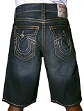 TRUE RELIGION Malibue Dark Wash Denim Mens Jean Shorts