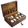 Vintage Wood Watch Box Display Storage Case Chest With Solid Top Holds 10+ Watches With Adjustable Soft Pillows and High Clearance for Larger Watches