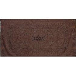 Wool Bedspread Asian Jacquard Pattern India 55 inches x 106 inches (wbscov060)