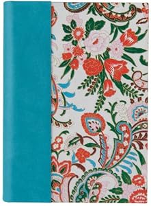 White Paisley Journal, Genuine Leather Spine with Paisley Paper on Cover, Lined, 5x7"