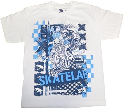 Skatelab Skeleton Skater Youth Boys Graphic T-Shirt (XL(14/16), White)