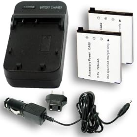 CASIO NP-60 Equivalent Charger and Battery 2-Pack Combo for OEM BC-60L for EX-S10 EX-Z80... by Accessory Power