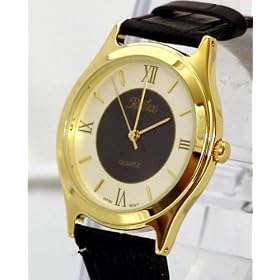 Ladies Gold Watch with Roman Numerals and Black Strap by Reflex (101092lt)