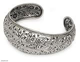 Sterling silver cuff bracelet, 'Sweet Jasmine'