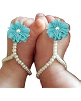 Lookatool 1Pair Pearl Chiffon Barefoot Toddler Foot Flower Beach Sandals