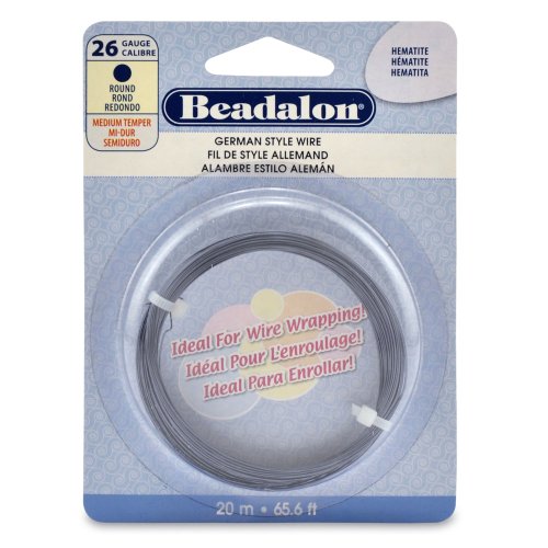 Beadalon 26 Gauge Round Wire, Hematite, 20-Meter