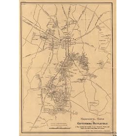Monumental guide to the Gettysburg battlefield. A map showing the location of every monument, marker and tablet with approaching roads and avenues Copyright 1899 by Schuyler A. Hammond & Edgar M. Hewitt. (Civil War Map Reprint measured in inches 26 x 36)