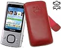 Original Suncase Leder Etui Tasche - fuer Nokia 6700 Slide *Lasche mit Rueckzugfunktion* - in der Farbe Rot