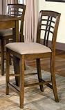 Set of 2 24"H Counter Height Stools with Lattice Design Rich Walnut Finish