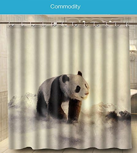 New Fashion Cute Clever Panda Play Bamboo Field Printed Size 180cmx180cm 100% Waterproof & Mouldproof Polyester Shower Curtain w180-17